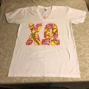 Chi Omega white t-shirt, adult Medium